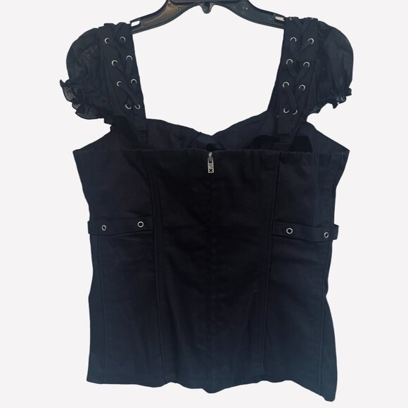 Vintage Y2K Tripp NYC Black Zip Up Corset Top - Picture 2 of 8